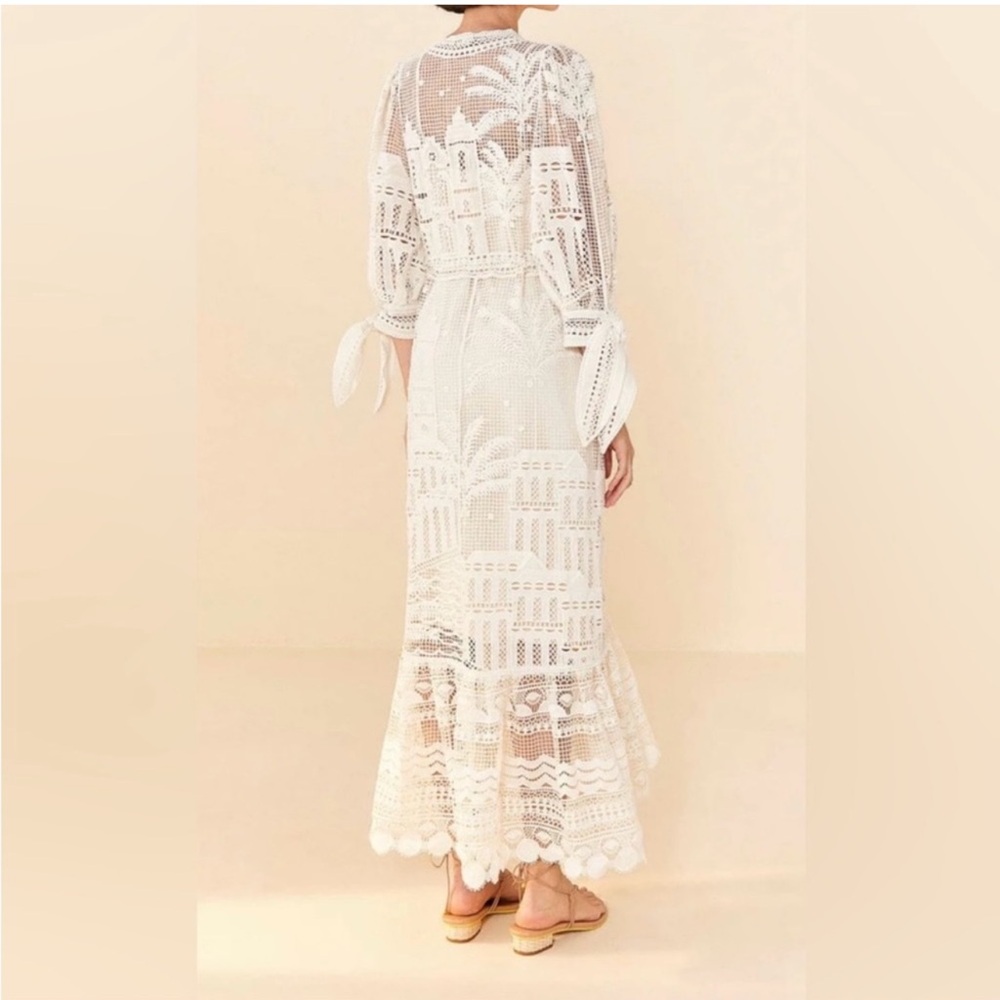 FARM Rio White Morada Boa Guipure Lace Maxi Dress - Picture 3 of 6